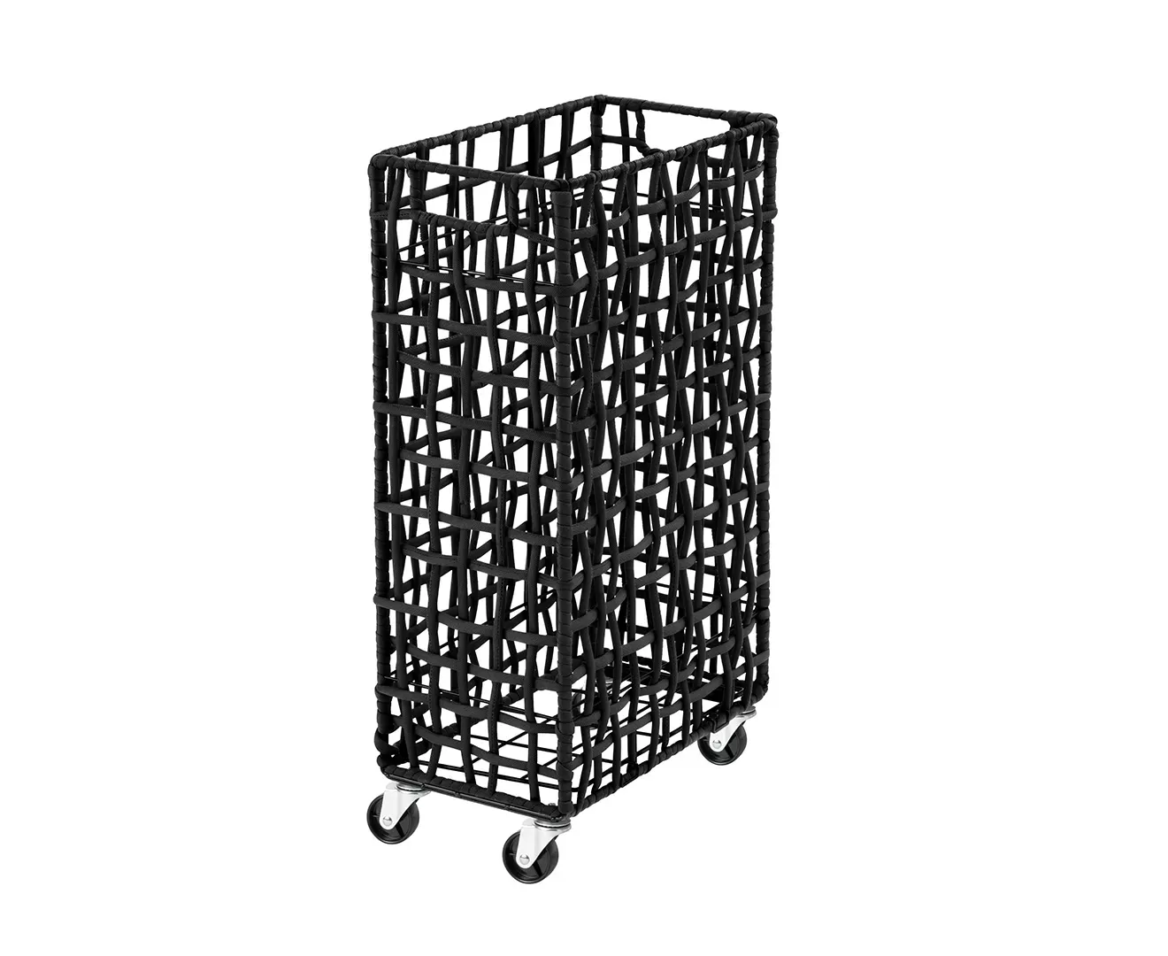 003427 FOLDING ROUGH KNIT LAUNDRY BASKET with CASTER 40L/SLIM