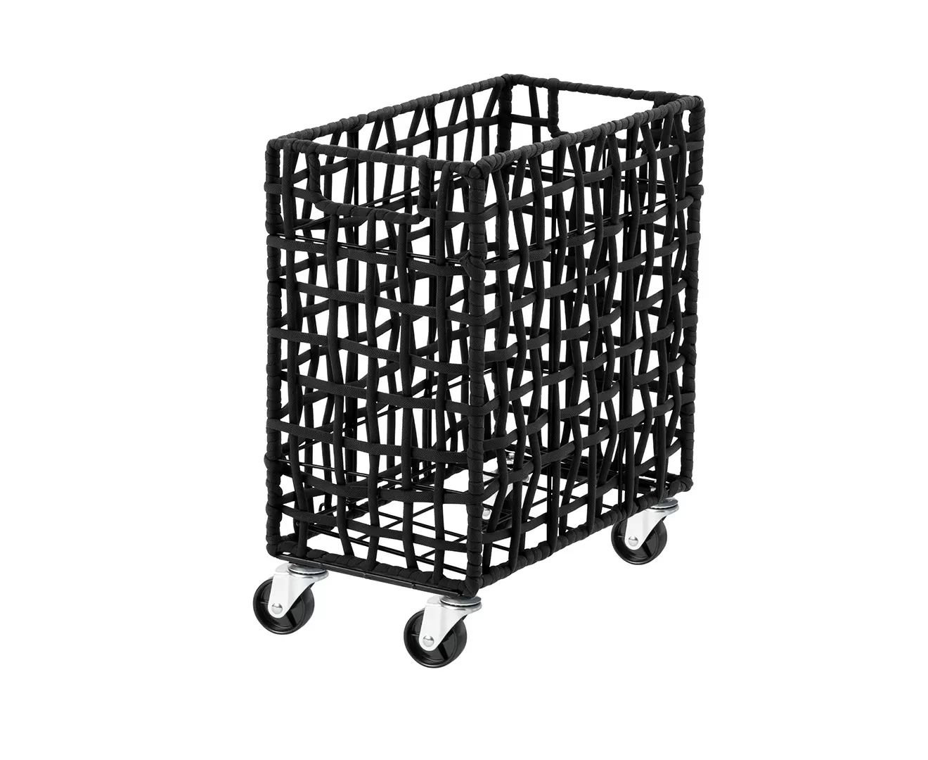 003426 FOLDING ROUGH KNIT LAUNDRY BASKET with CASTER 28L/SLIM