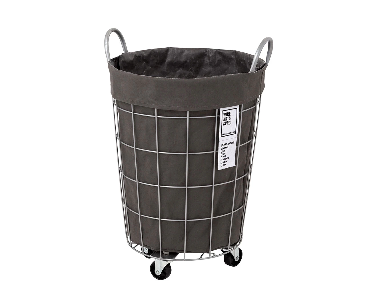 003076 WIRE ARTS & PRO.laundry ROUND BASKET WITH CASTER 33L