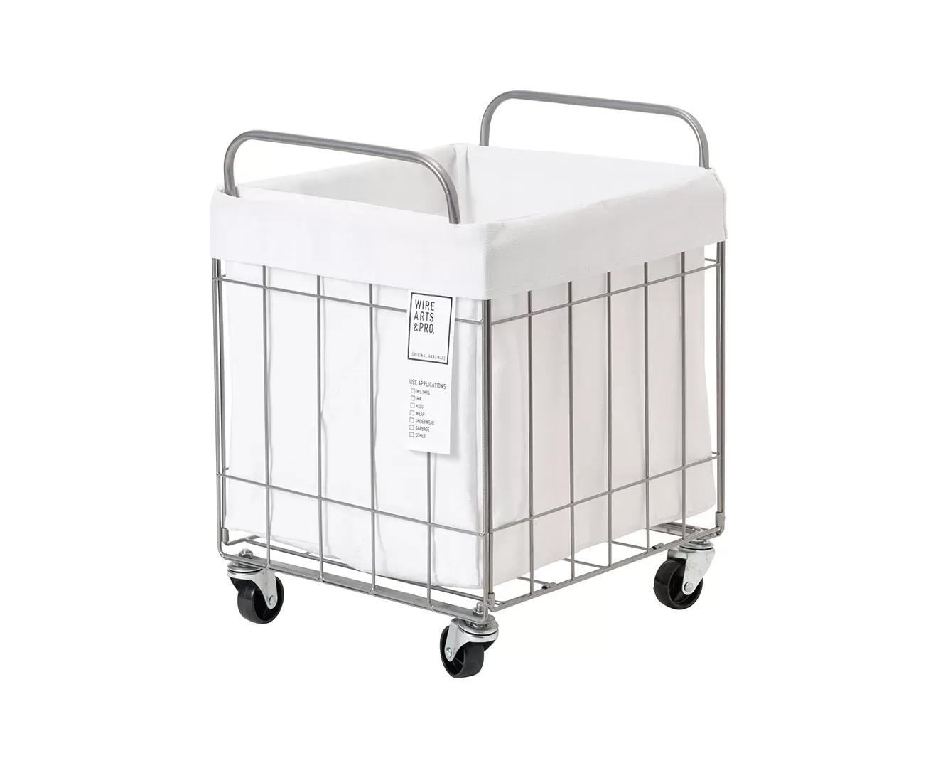 003385 FOLDING LAUNDRY SQUARE BASKET with CASTER 40L WIDE