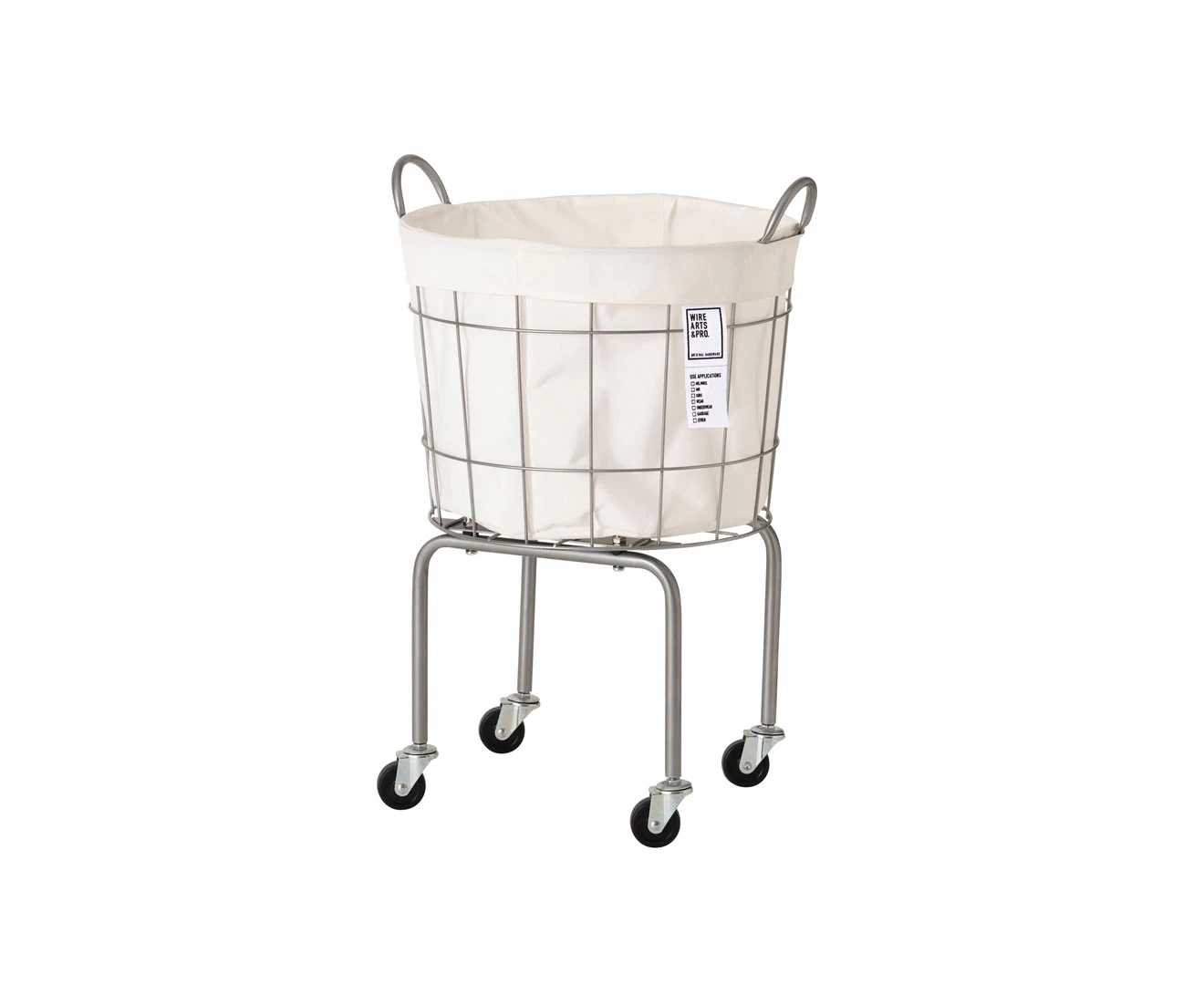 003334 WIRE ARTS & PRO.LAUNDRY ROUND BASKET with CASTER LEG 35L