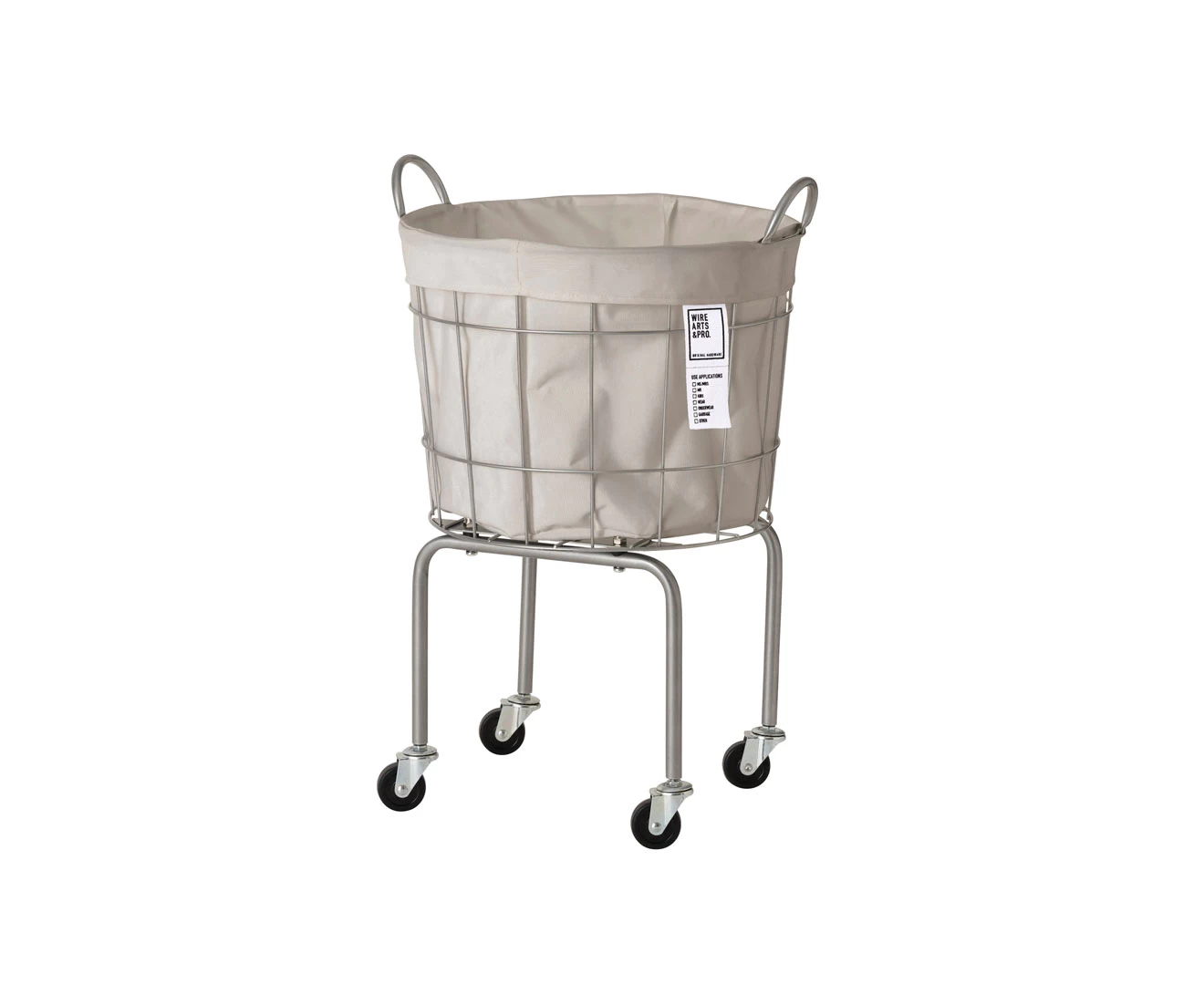 003334 WIRE ARTS & PRO.LAUNDRY ROUND BASKET with CASTER LEG 35L