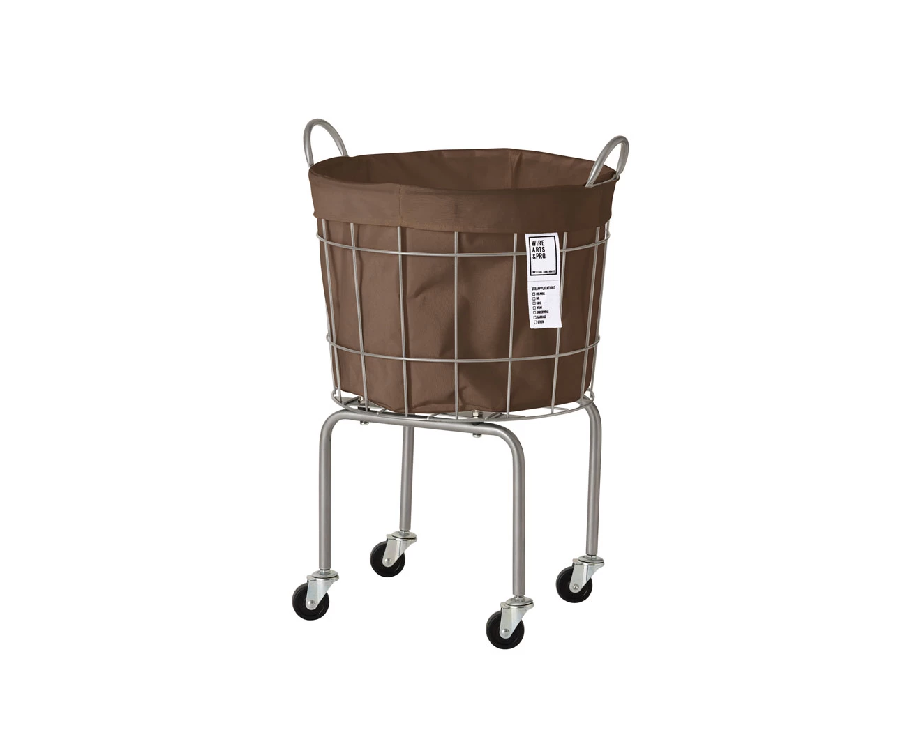003334 WIRE ARTS & PRO.LAUNDRY ROUND BASKET with CASTER LEG 35L