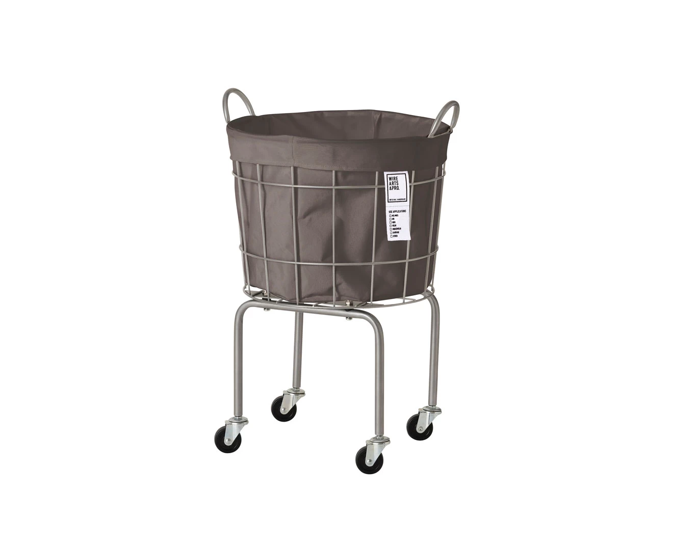 003334 WIRE ARTS & PRO.LAUNDRY ROUND BASKET with CASTER LEG 35L