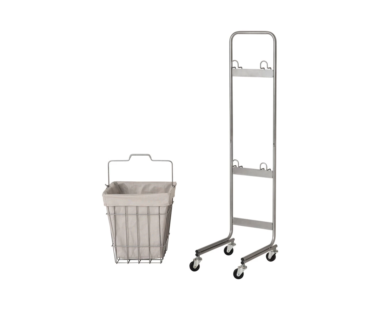 003327 WIRE ARTS & PRO.LAUNDRY SQUARE BASKET DOUBLE WITH CASTER 30L 2BOX