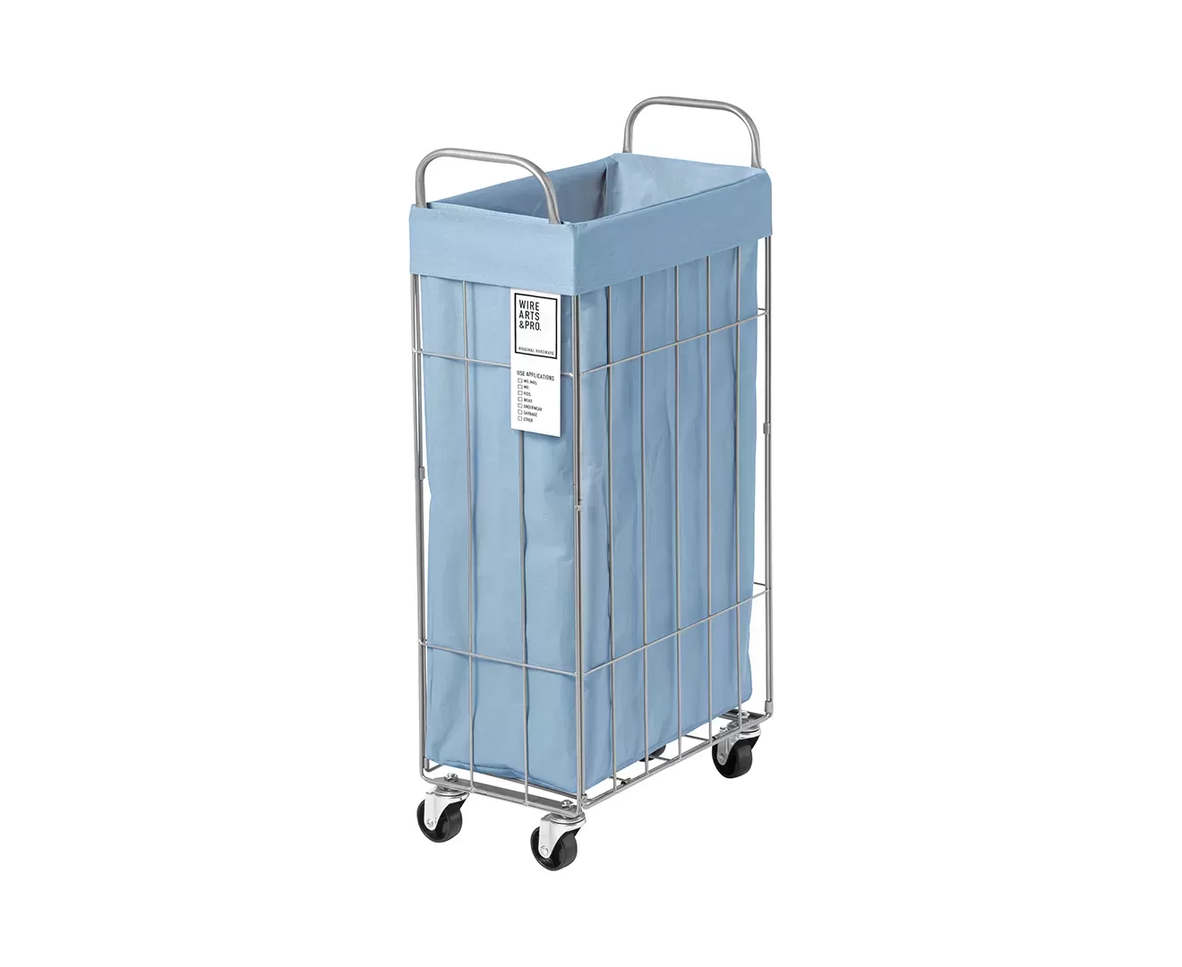 003307 DENIM FOLDING LAUNDRY SQUARE BASKET with CASTER 40L/SLIM