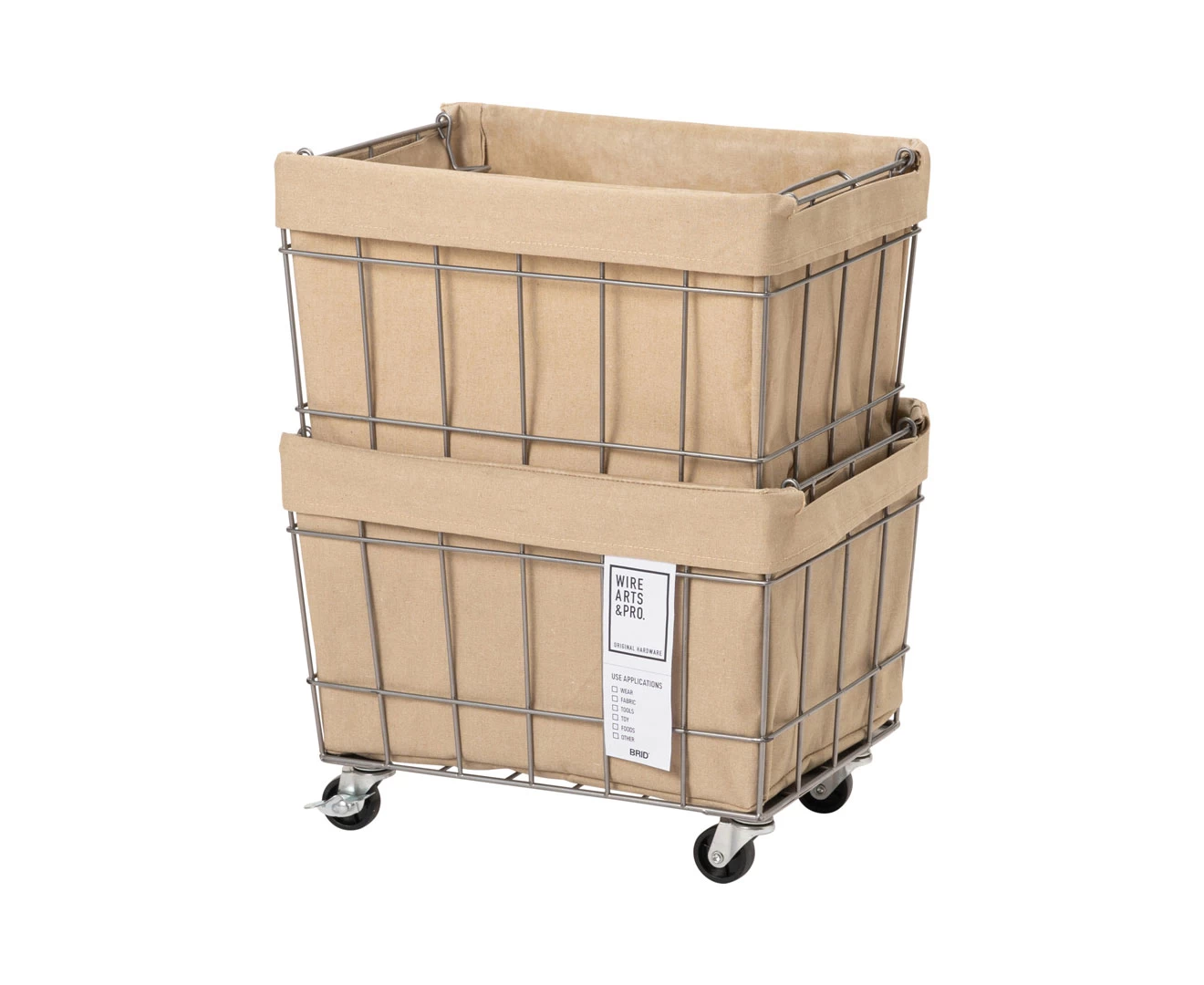 003372 WIRE ARTS&PRO STACKING BASKET 2 with CASTER / WASHABLE COVER