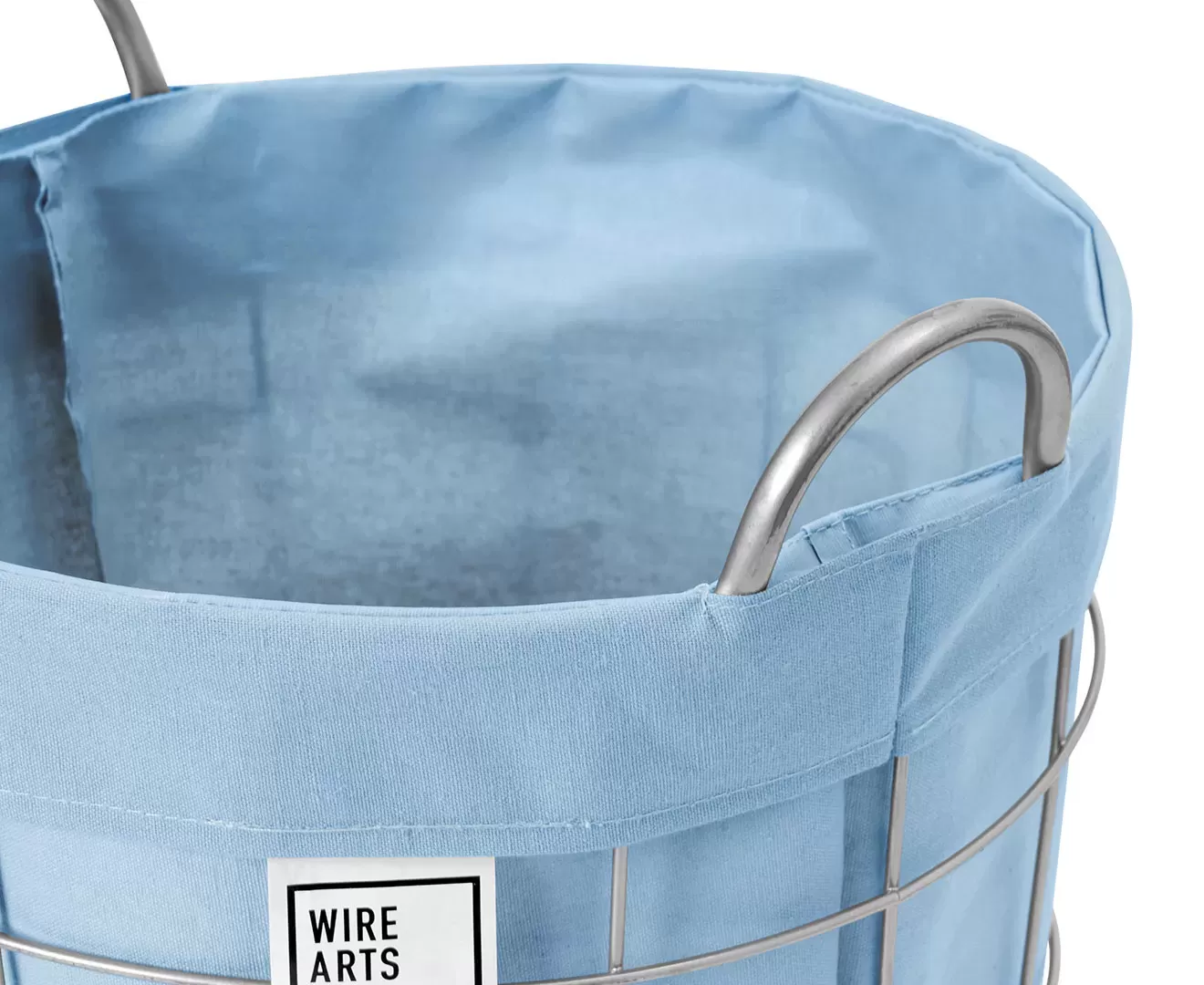 003076 DENIM LAUNDRY ROUND BASKET WITH CASTER 33L