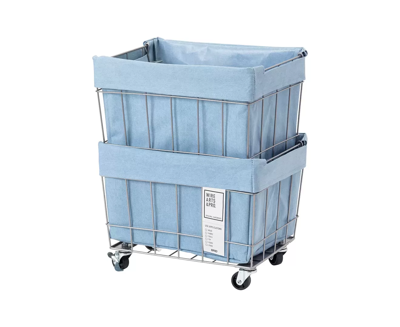 003372 DENIM STACKING BASKET 2 with CASTER / WASHABLE COVER