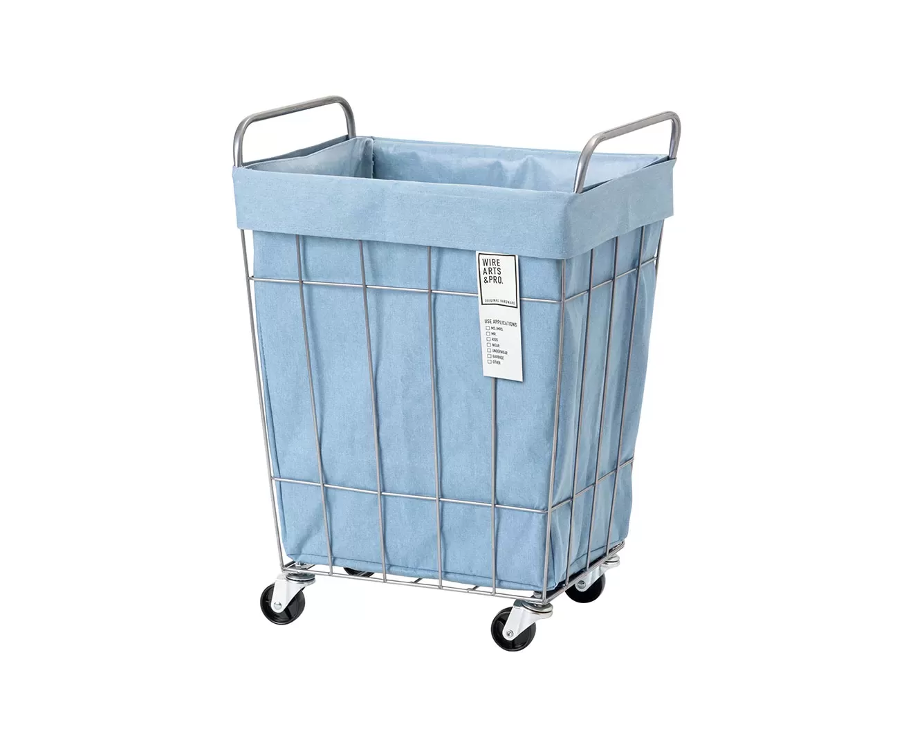 003073 DENIM LAUNDRY SQUARE BASKET WITH CASTER 45L