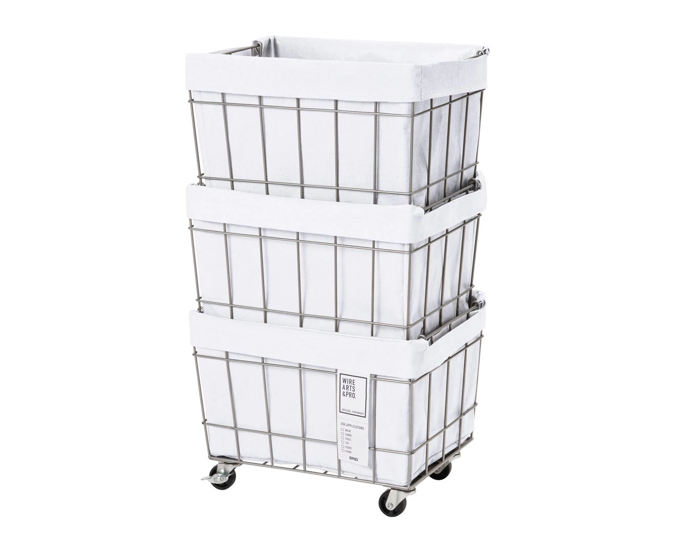 003373 WIRE ARTS&PRO STACKING BASKET 3 with CASTER / WASHABLE COVER