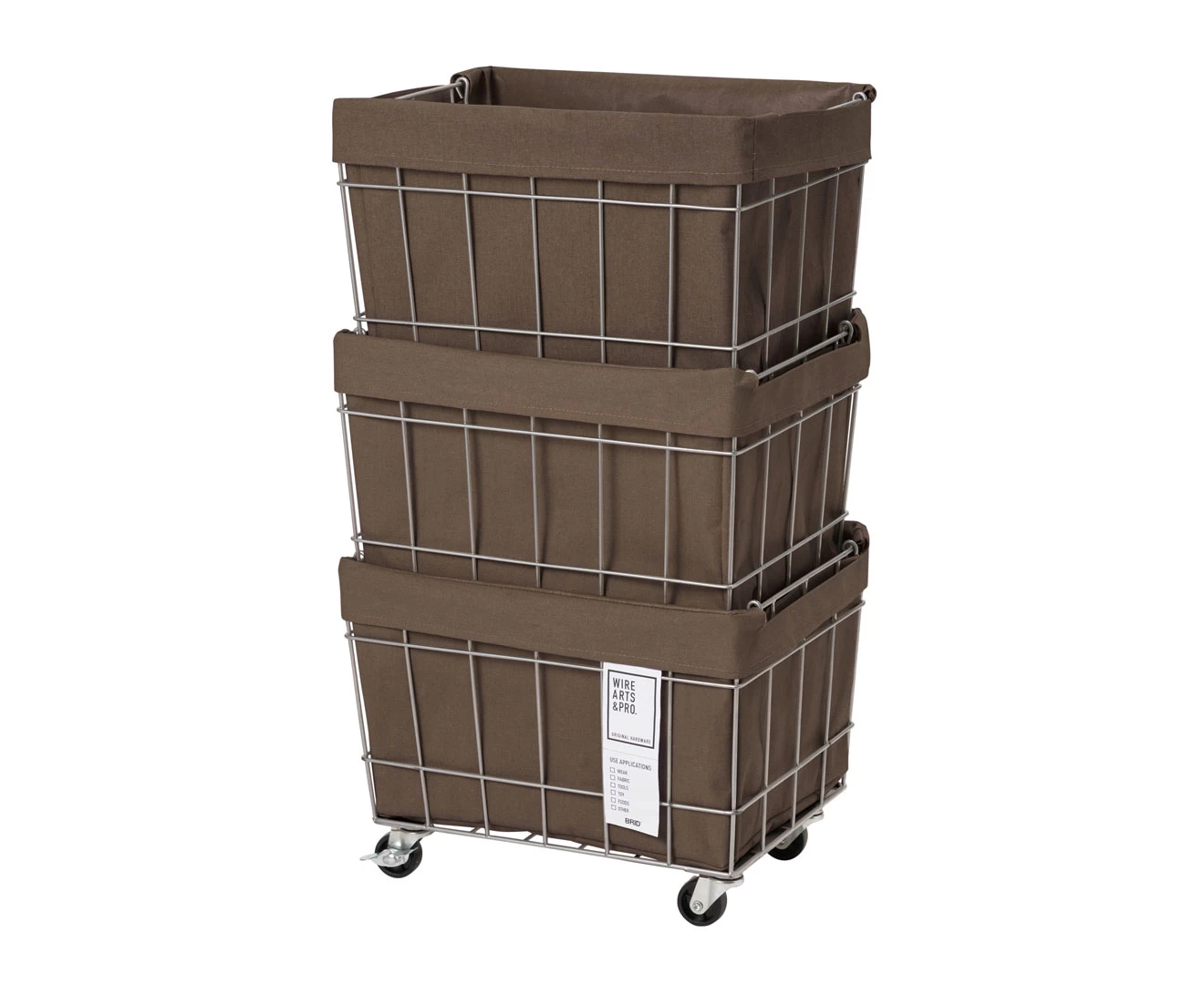 003373 WIRE ARTS&PRO STACKING BASKET 3 with CASTER / WASHABLE COVER