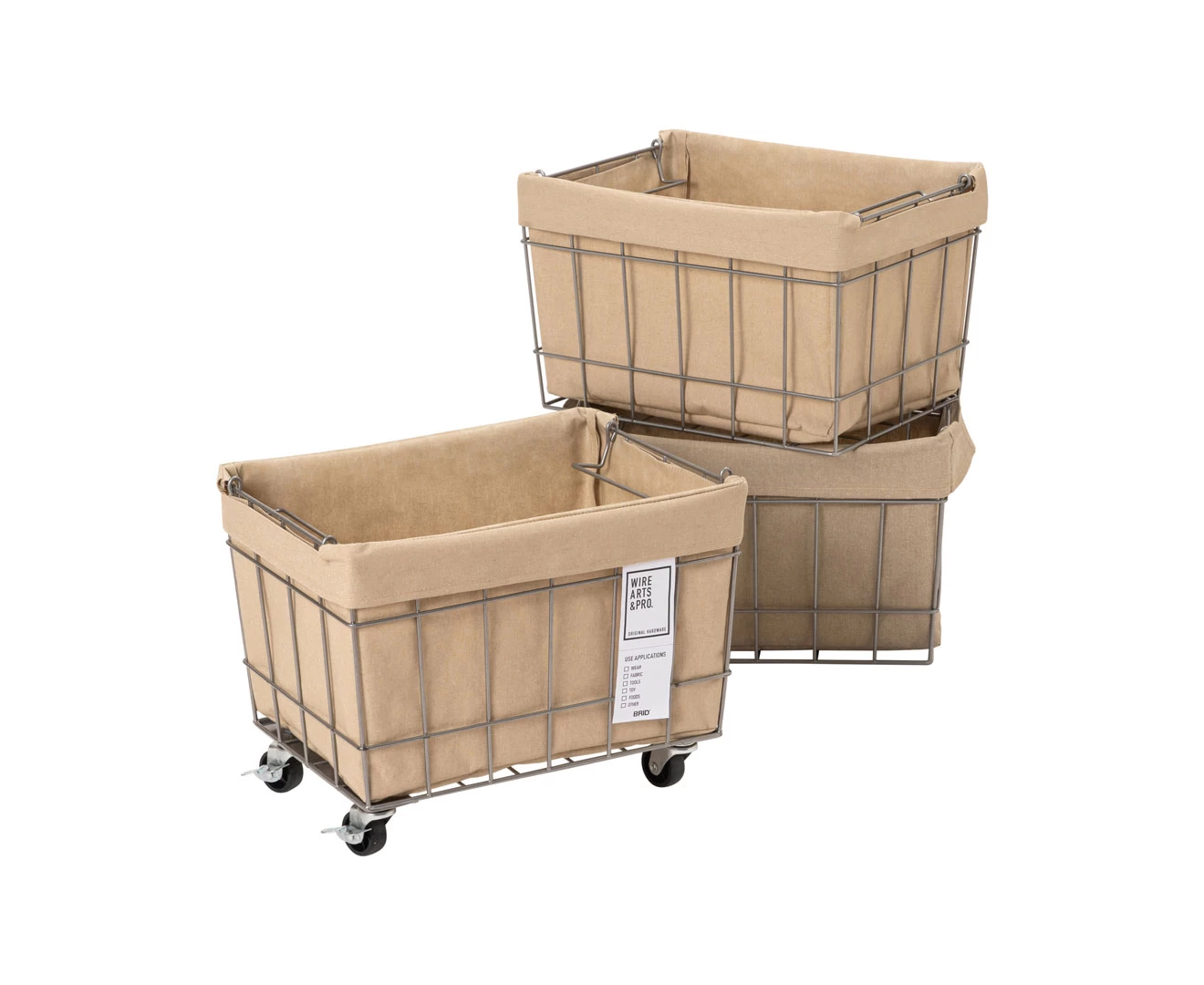 003373 WIRE ARTS&PRO STACKING BASKET 3 with CASTER / WASHABLE COVER