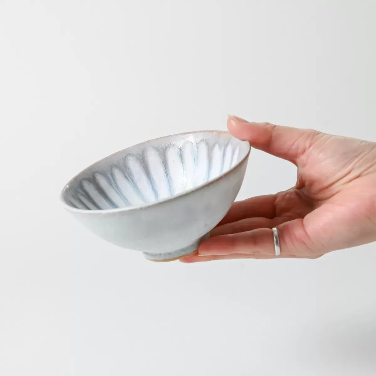 【美濃焼】正陶苑 花-勿忘草色（わすれなぐさ） 茶碗　ブルー　Φ12cm
