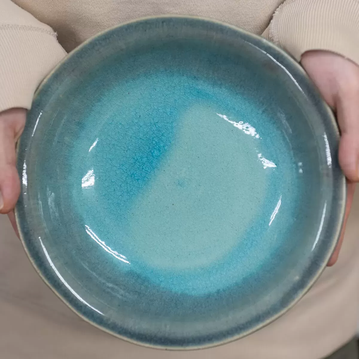 【信楽焼】信楽四季彩陶 －小寒　中深皿　しづり雪　φ20cm