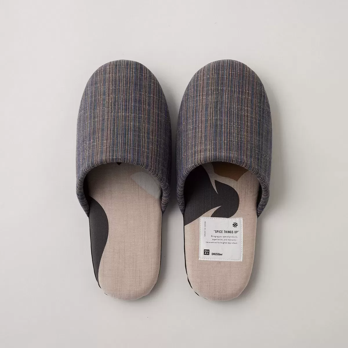MHAK×OMUSUbee 会津木綿 ルームシューズ ベージュ/Beige