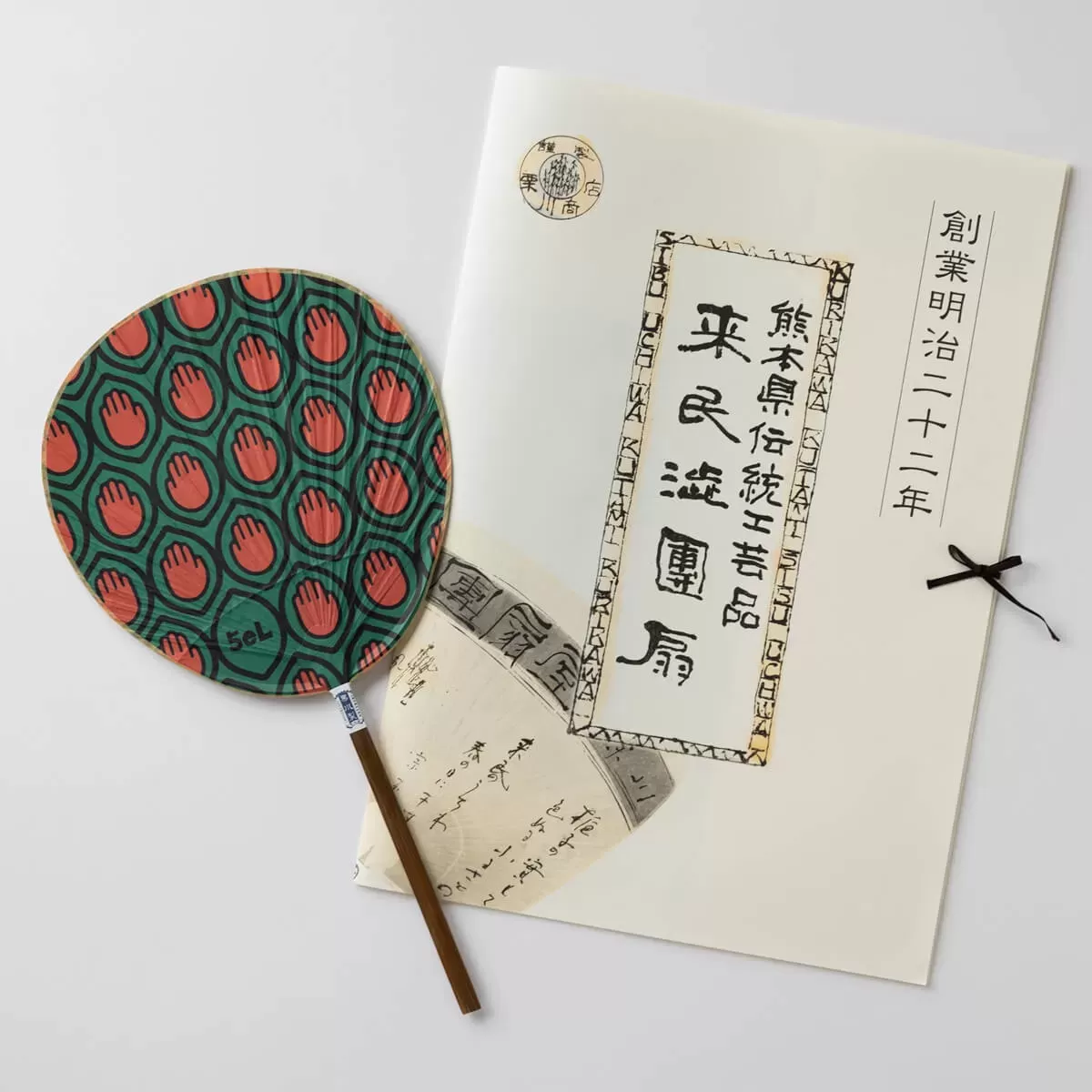 5eL×OMUSUbee 夏の風物詩 柿渋うちわ Hand