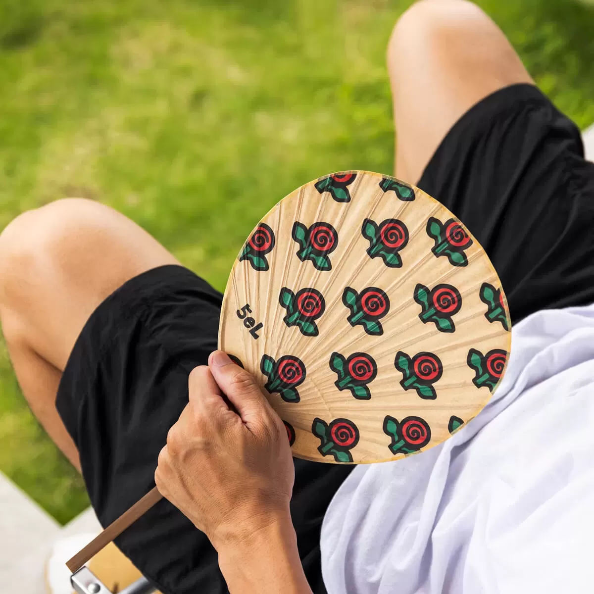 5eL×OMUSUbee 夏の風物詩 柿渋うちわ Flower