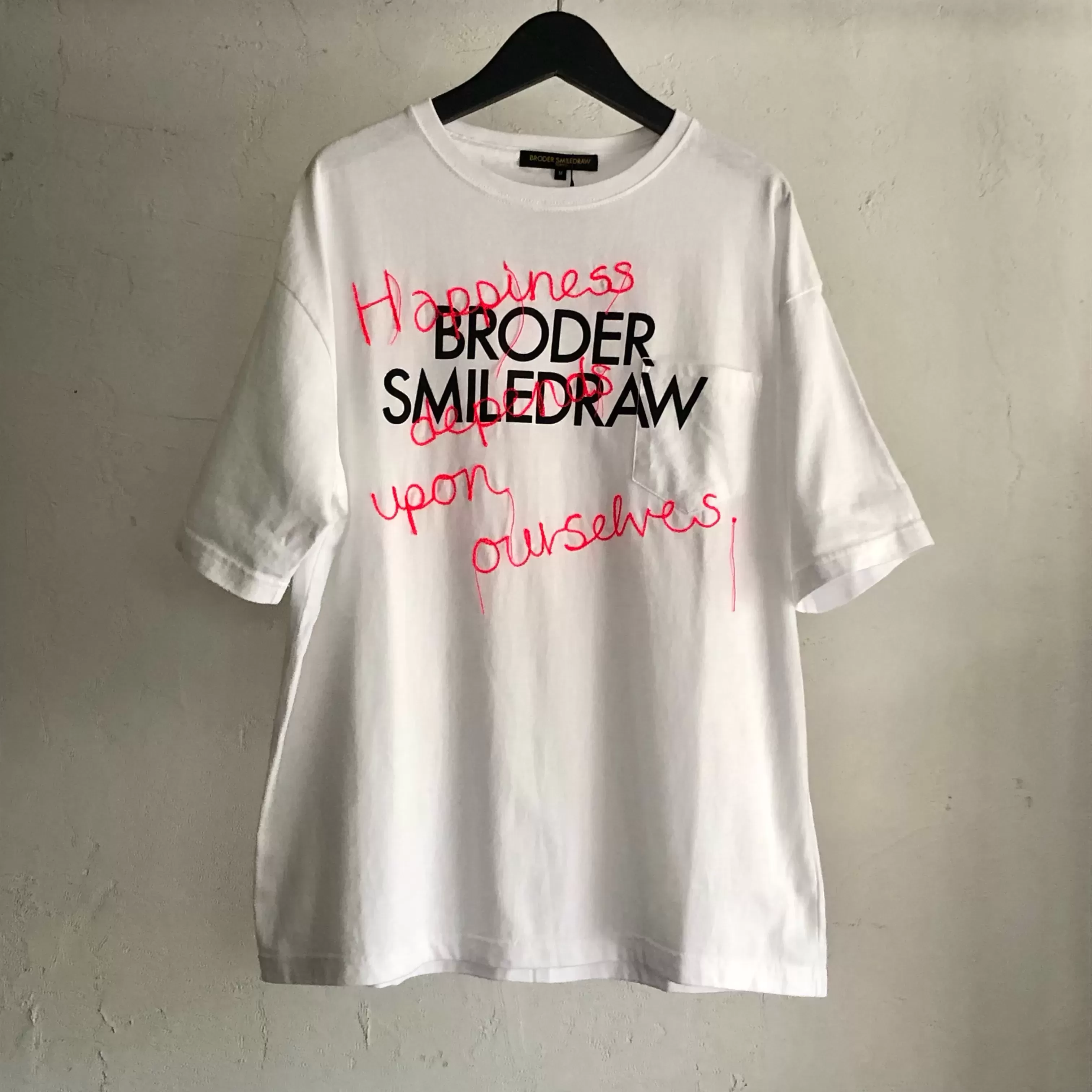 Broder Print×ハンドル刺繍Teeシャツ