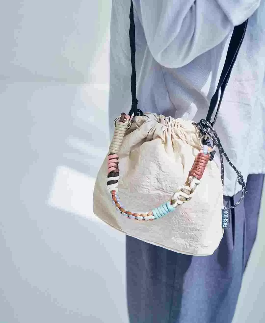 ソロモン編み ショートストラップ マルチカラー3