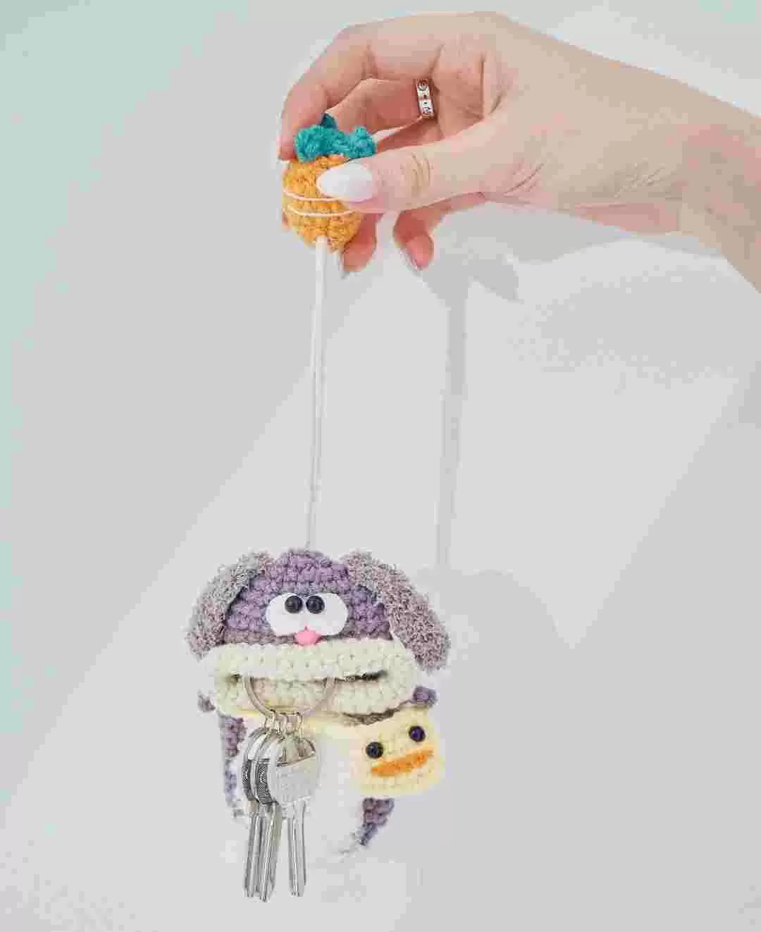 毛糸のキーケース　アニマルシリーズ