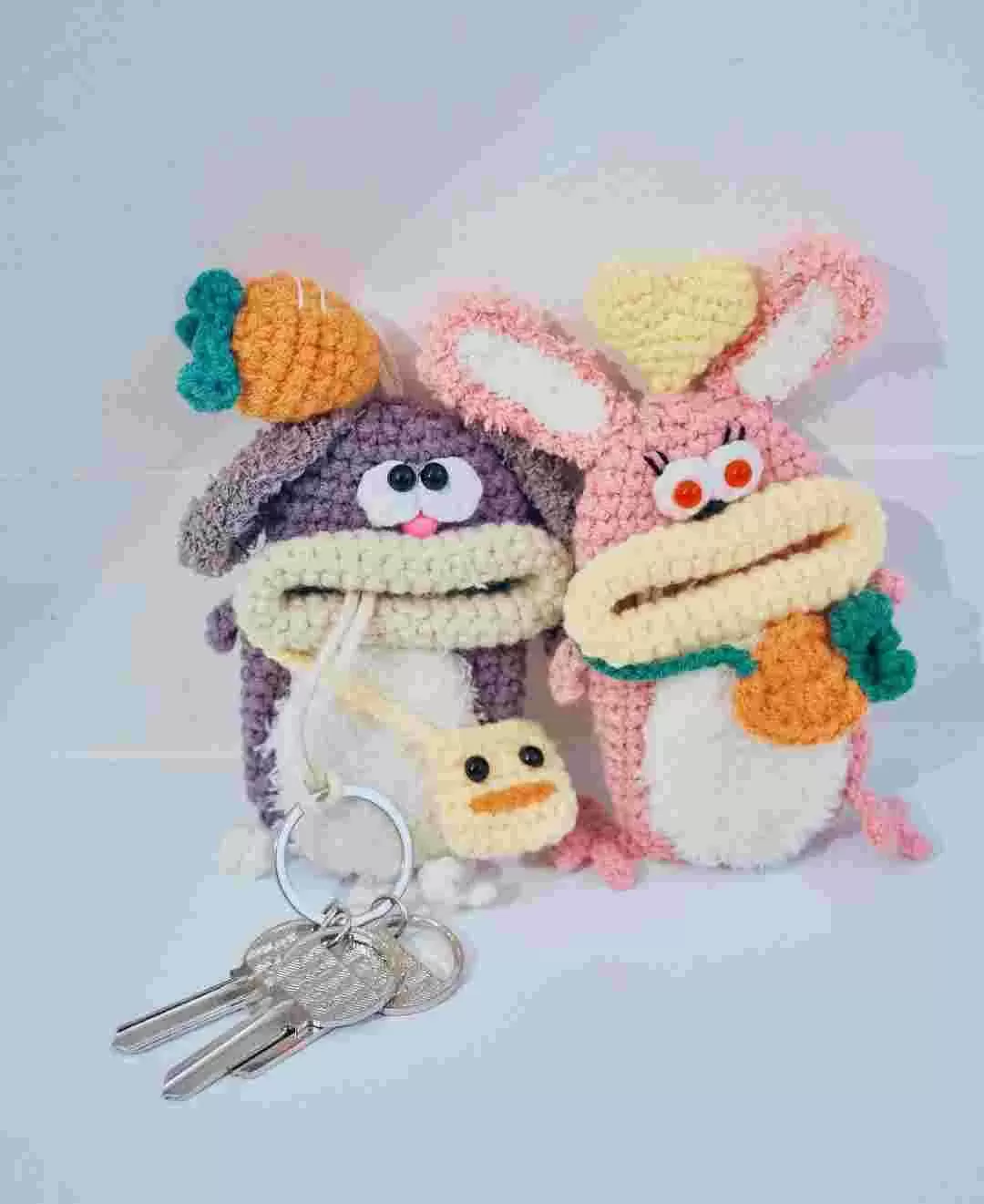 毛糸のキーケース　アニマルシリーズ