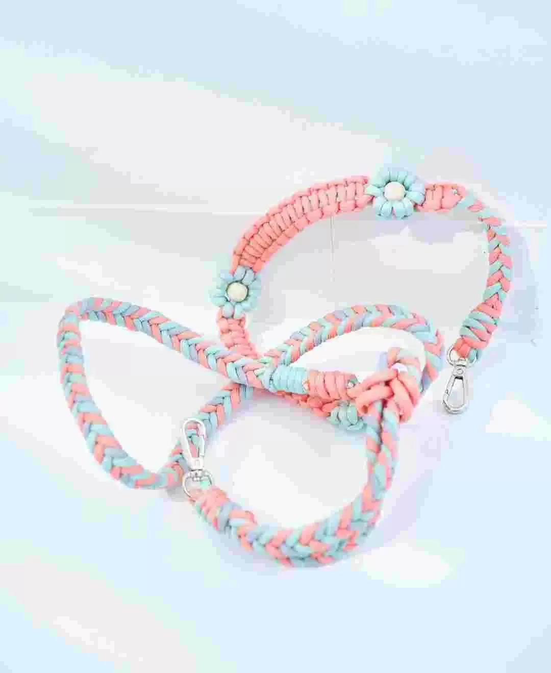 ソロモン編み スマホストラップ 3WAY ポイントフラワー