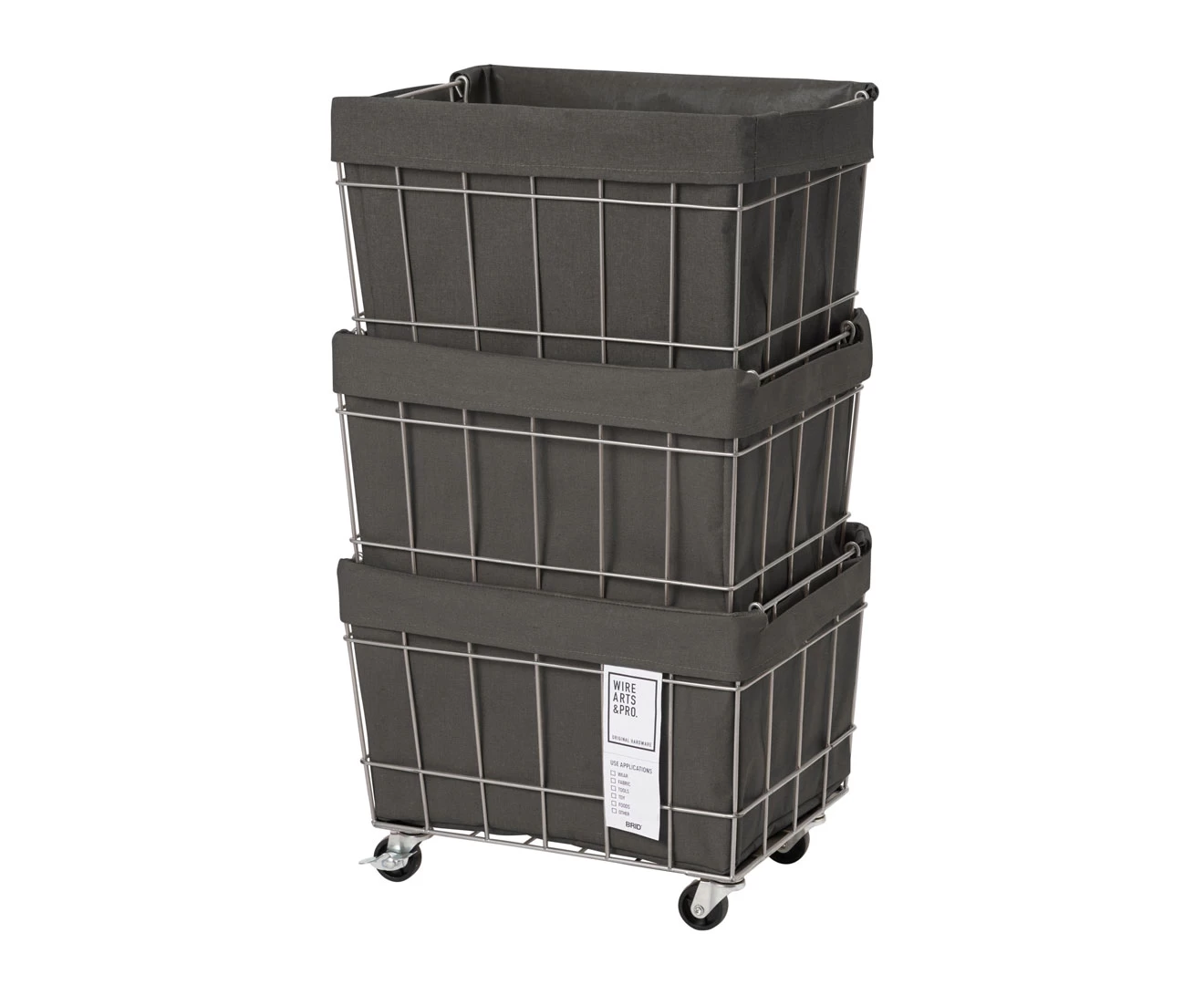 003373 WIRE ARTS&PRO STACKING BASKET 3 with CASTER / WASHABLE COVER