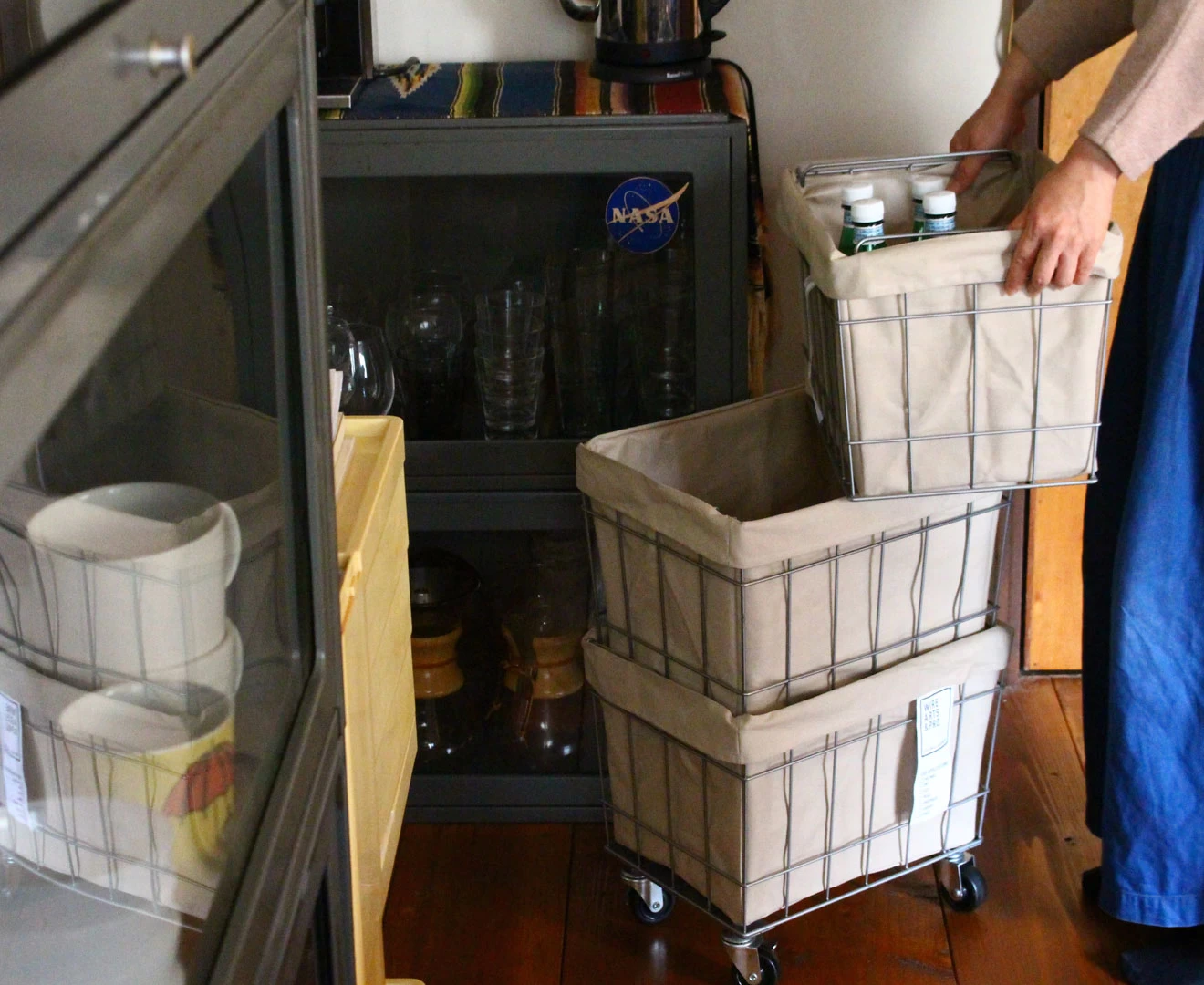 003373 WIRE ARTS&PRO STACKING BASKET 3 with CASTER / WASHABLE COVER