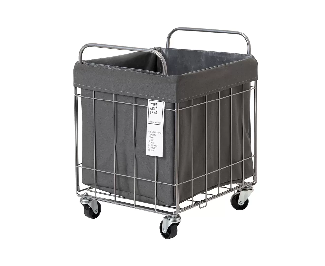 003385 FOLDING LAUNDRY SQUARE BASKET with CASTER 40L WIDE