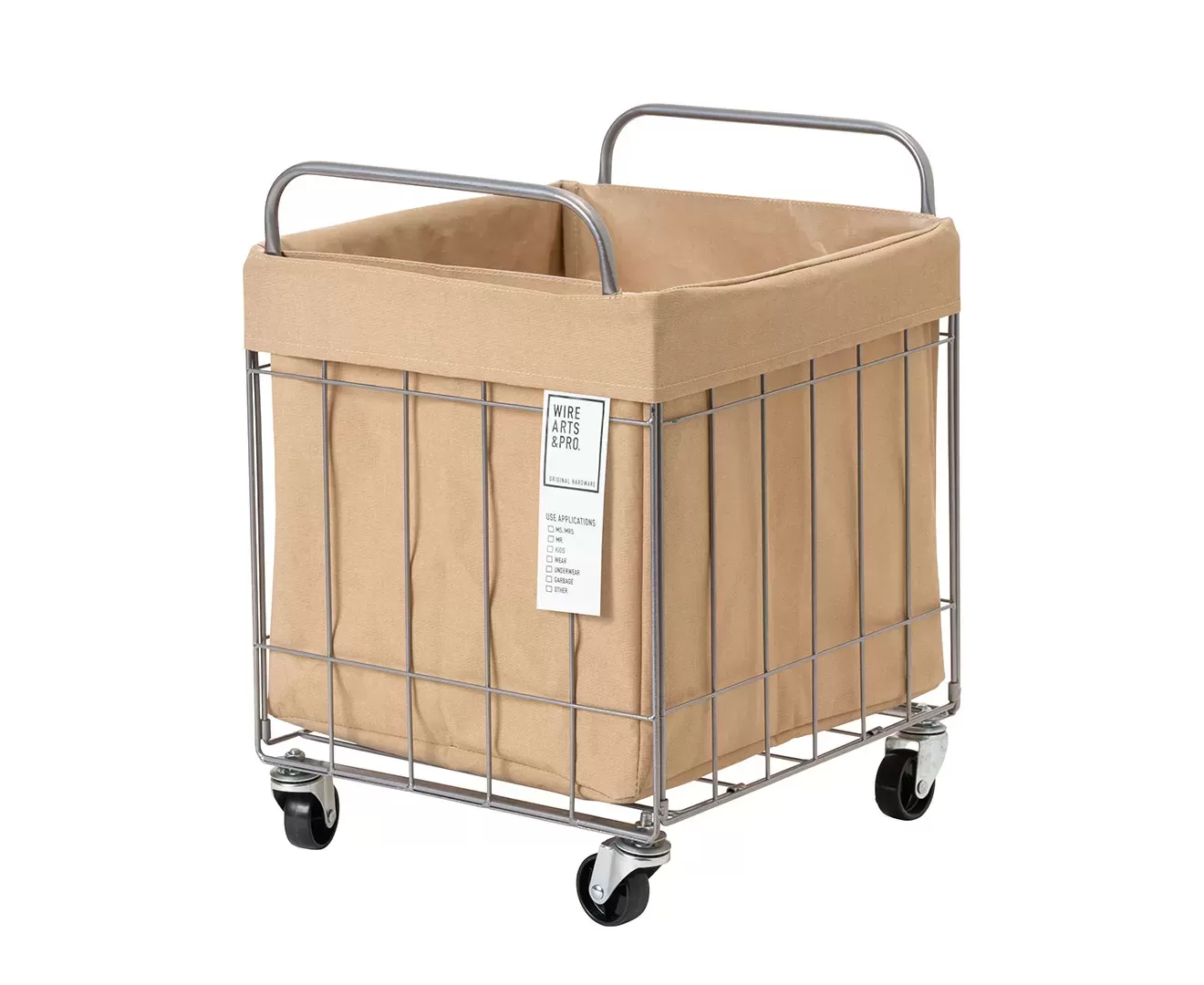 003385 FOLDING LAUNDRY SQUARE BASKET with CASTER 40L WIDE