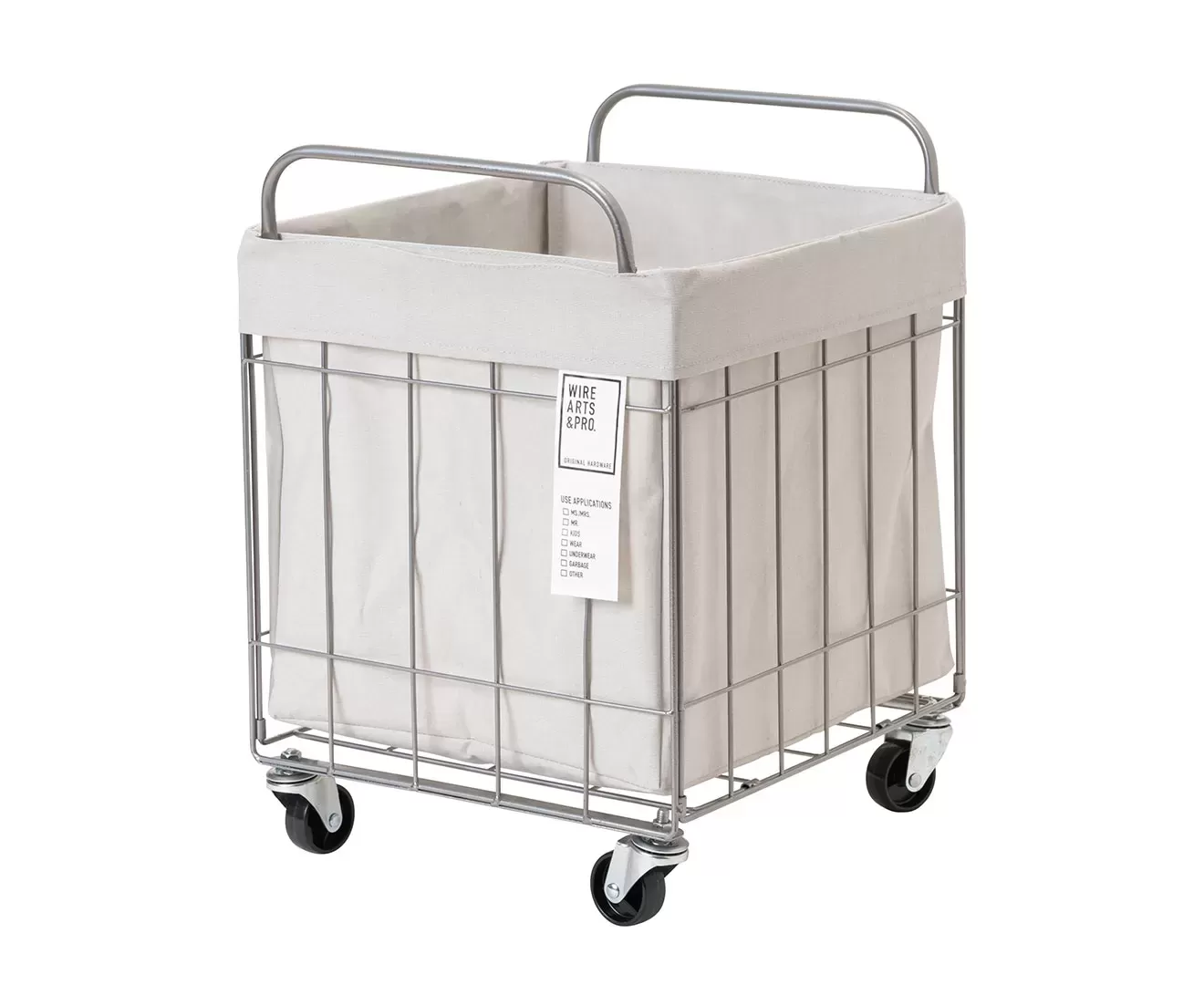 003385 FOLDING LAUNDRY SQUARE BASKET with CASTER 40L WIDE