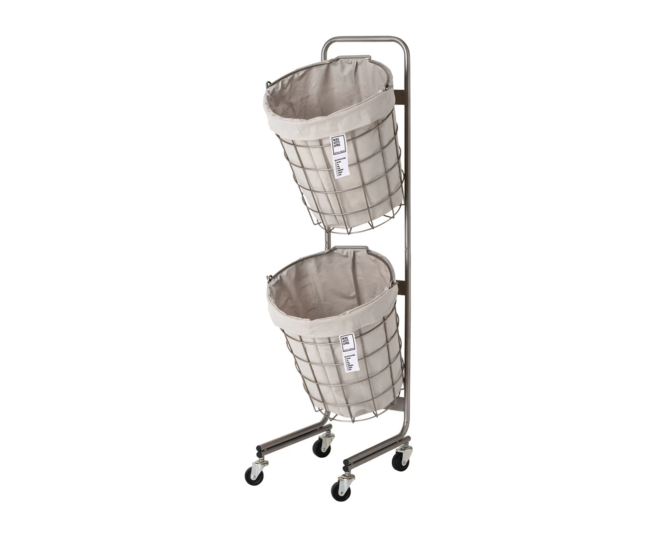 003328 WIRE ARTS & PRO.LAUNDRY ROUND BASKET DOUBLE WITH CASTER 25L 2BOX