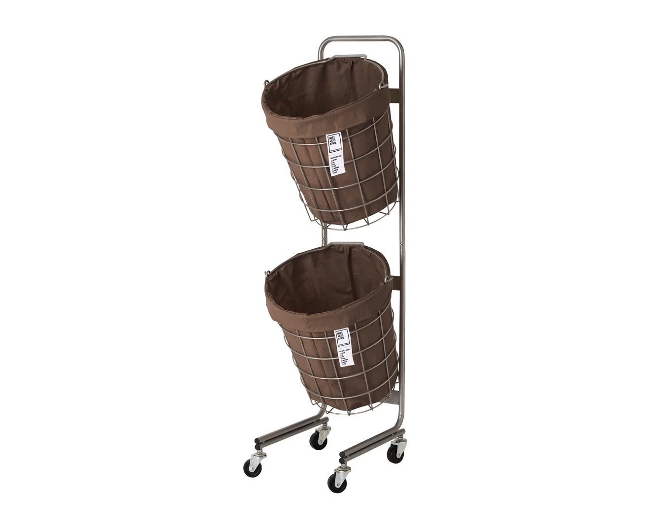 003328 WIRE ARTS & PRO.LAUNDRY ROUND BASKET DOUBLE WITH CASTER 25L 2BOX