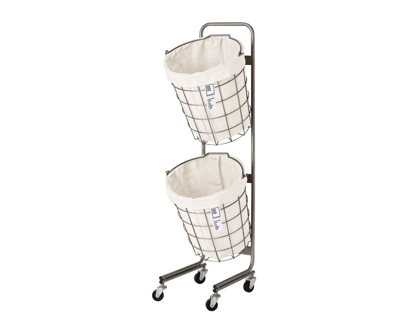 003328 WIRE ARTS & PRO.LAUNDRY ROUND BASKET DOUBLE WITH CASTER 25L 2BOX
