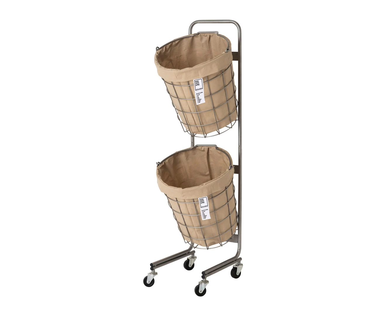 003328 WIRE ARTS & PRO.LAUNDRY ROUND BASKET DOUBLE WITH CASTER 25L 2BOX