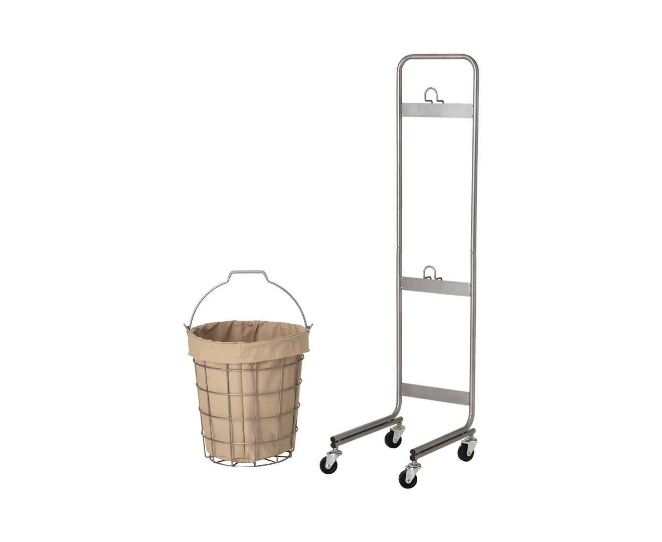 003328 WIRE ARTS & PRO.LAUNDRY ROUND BASKET DOUBLE WITH CASTER 25L 2BOX