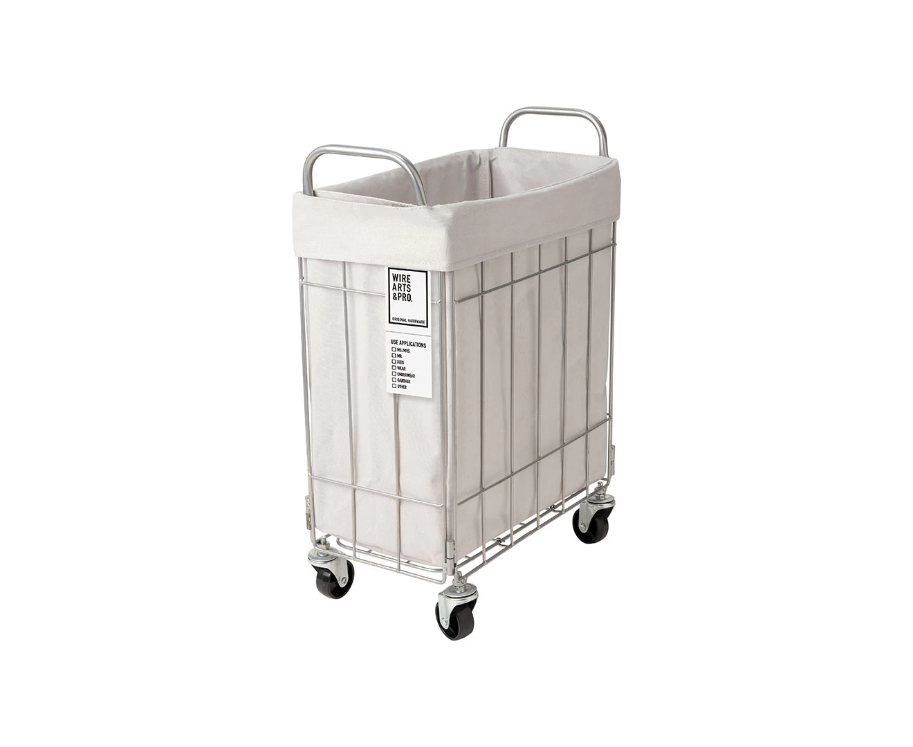 003269 WIRE ARTS&PRO FOLDING LAUNDRY SQUARE BASKET with CASTER 28L