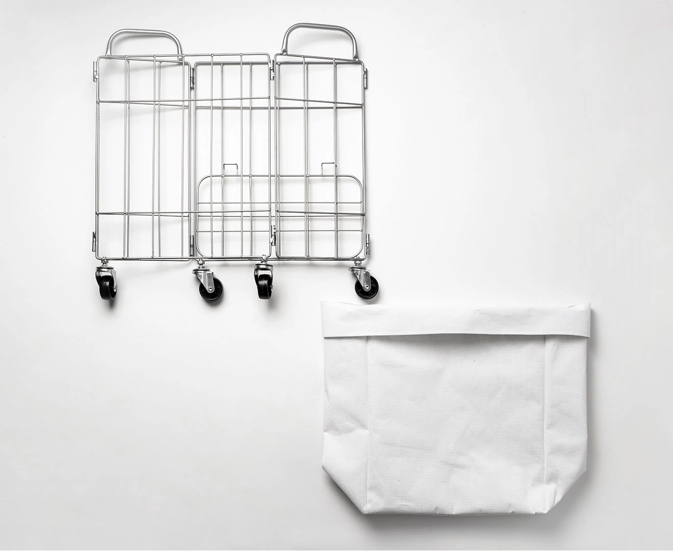 003269 WIRE ARTS&PRO FOLDING LAUNDRY SQUARE BASKET with CASTER 28L