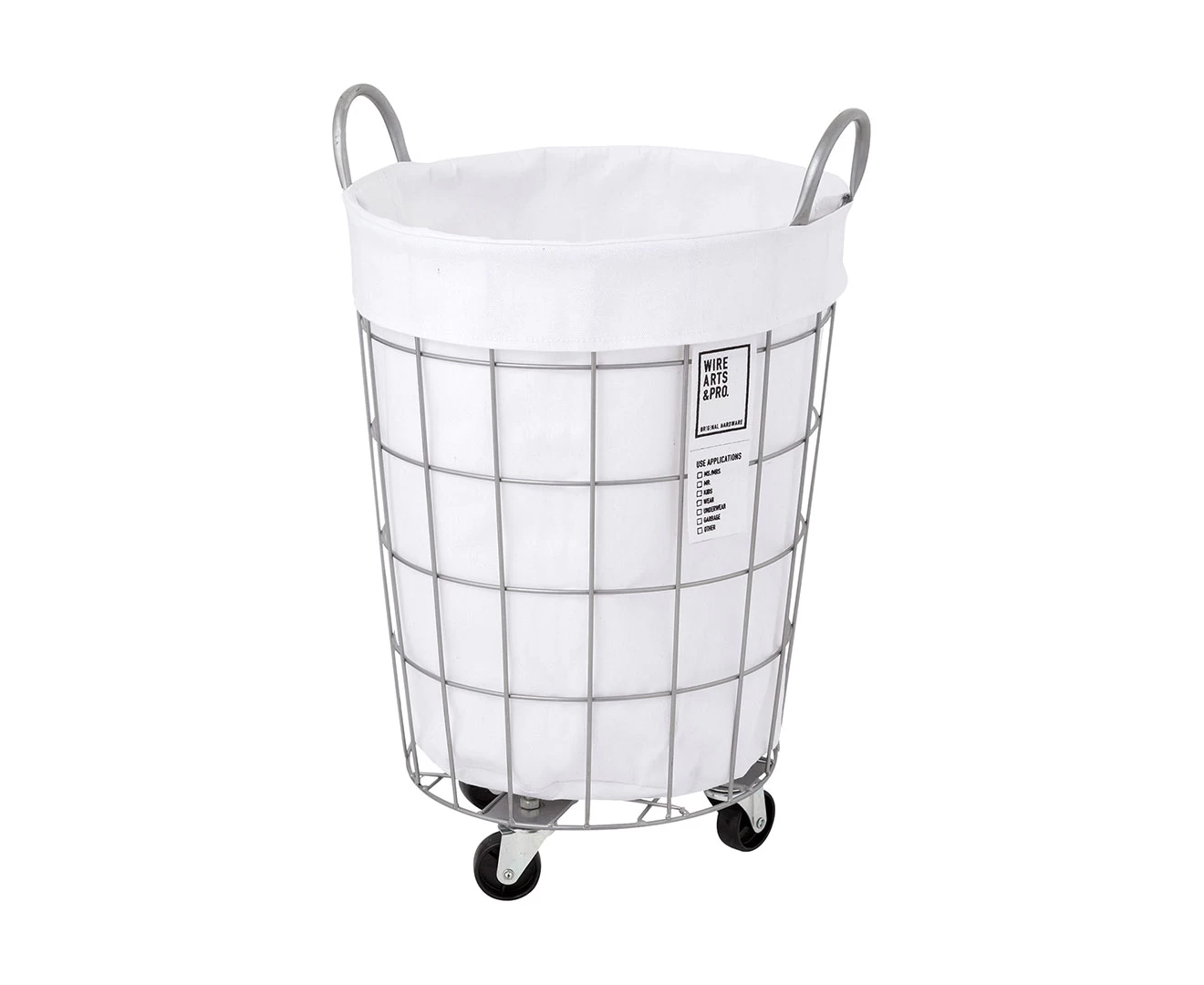 003076 WIRE ARTS & PRO.laundry ROUND BASKET WITH CASTER 33L