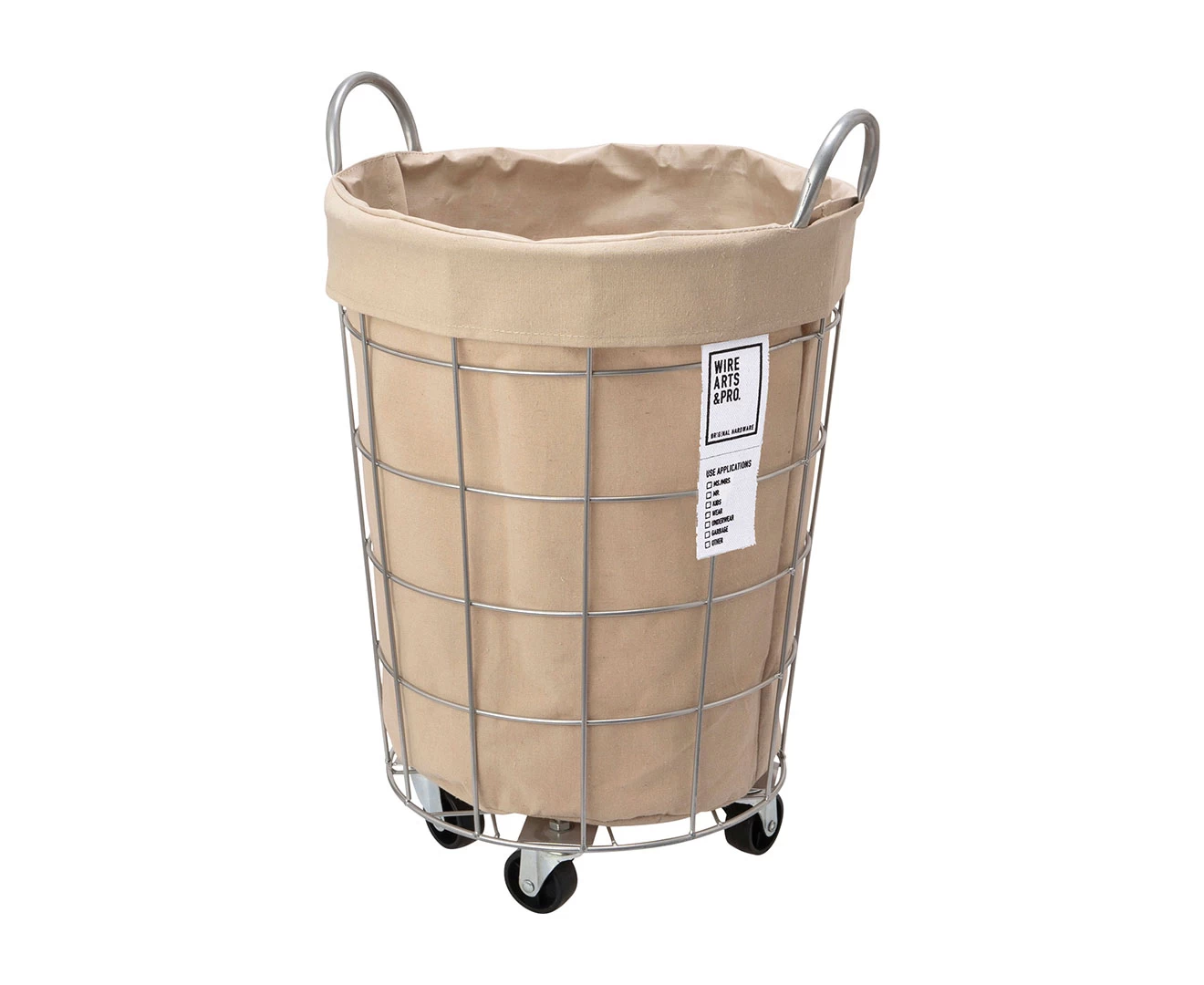 003076 WIRE ARTS & PRO.laundry ROUND BASKET WITH CASTER 33L