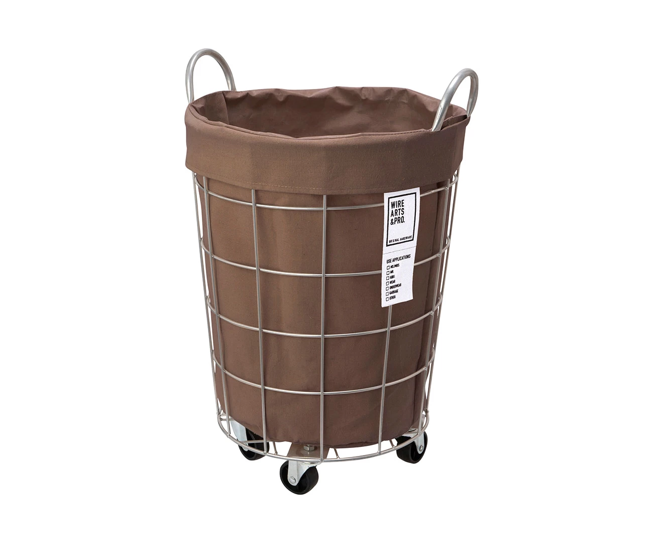 003076 WIRE ARTS & PRO.laundry ROUND BASKET WITH CASTER 33L