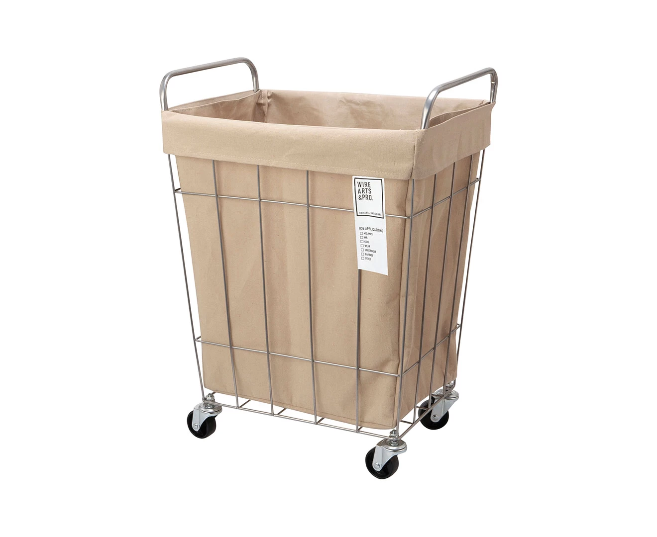 003073 WIRE ARTS & PRO.laundry SQUARE BASKET WITH CASTER 45L