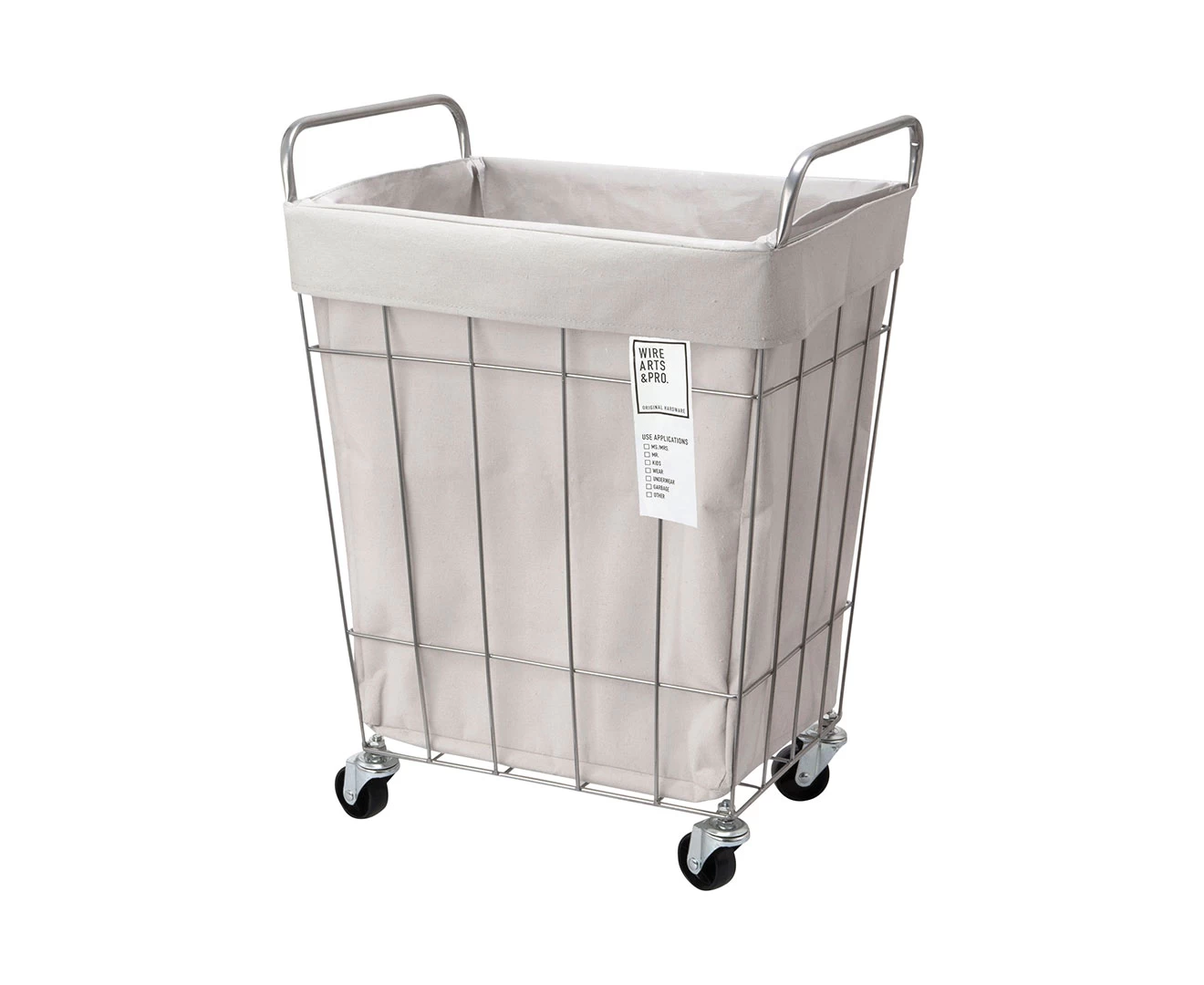 003073 WIRE ARTS & PRO.laundry SQUARE BASKET WITH CASTER 45L