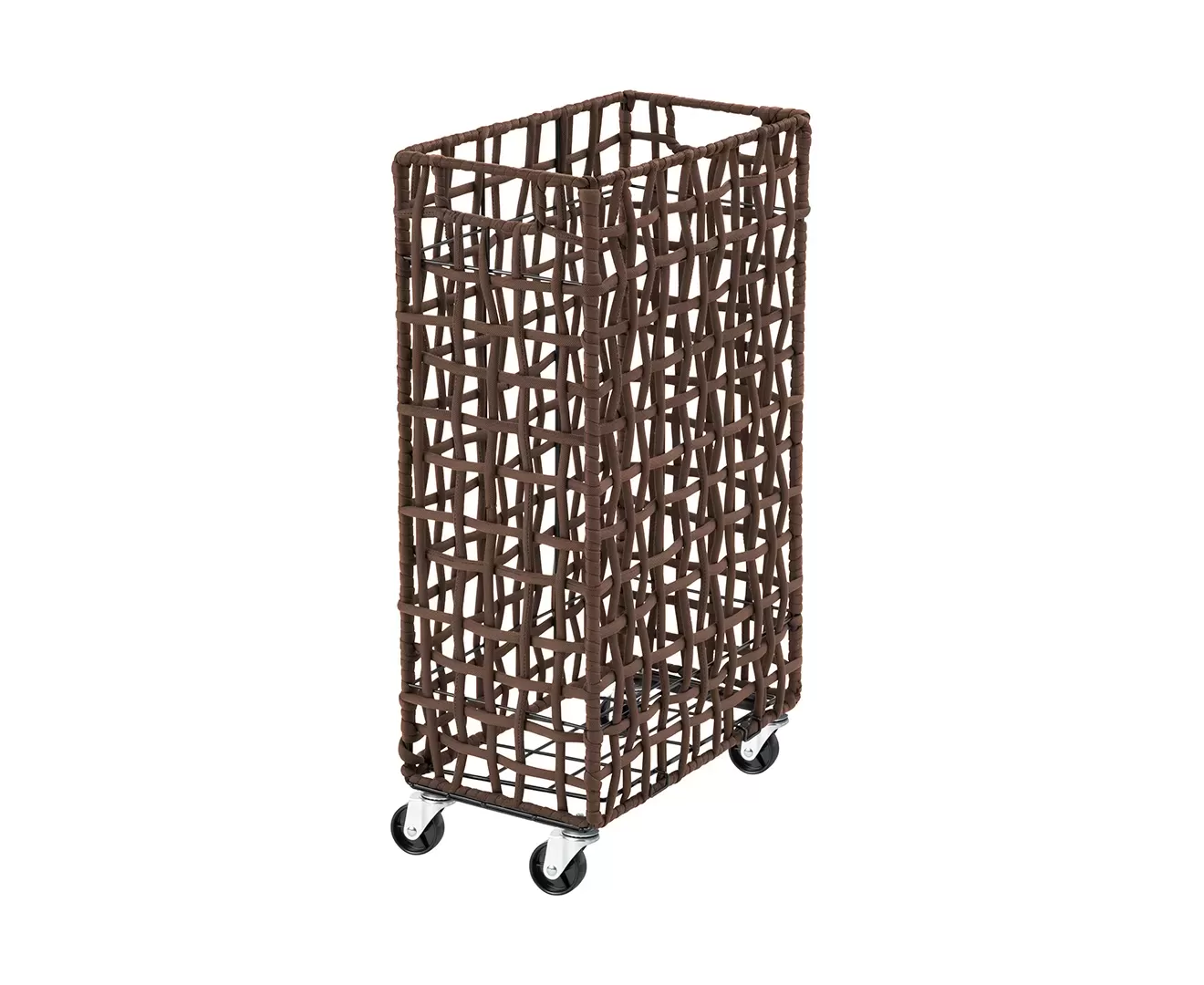 003427 FOLDING ROUGH KNIT LAUNDRY BASKET with CASTER 40L/SLIM