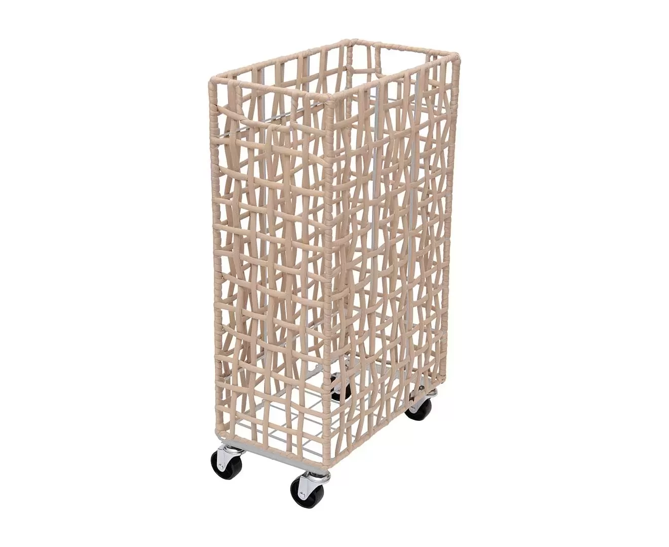 003427 FOLDING ROUGH KNIT LAUNDRY BASKET with CASTER 40L/SLIM