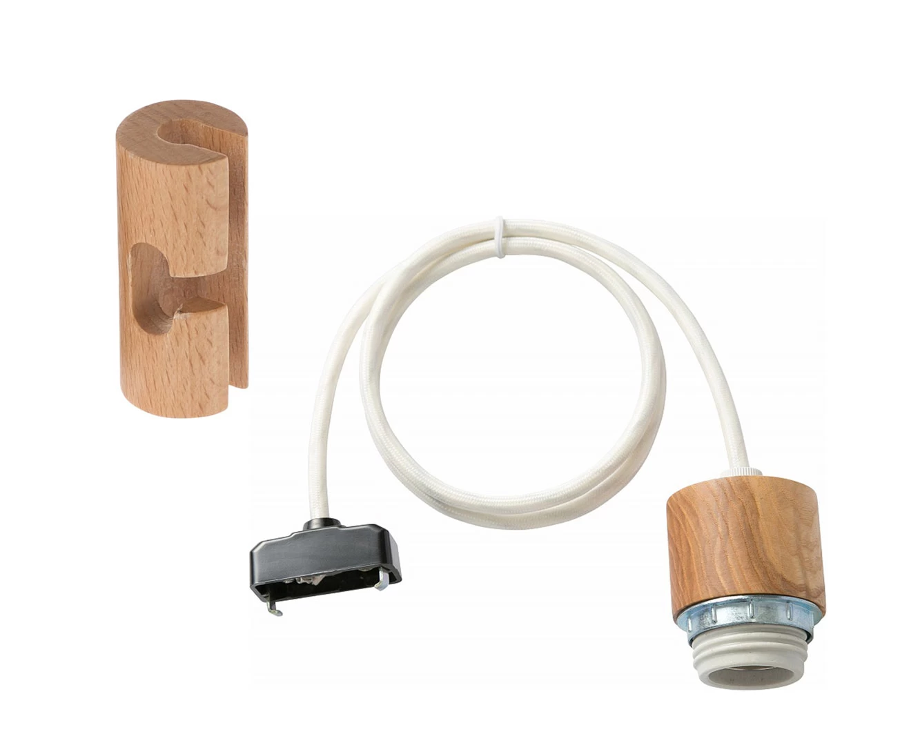 002961 GENERAL SOCKET 1m E26 WOOD with WOOD CORD HANGER