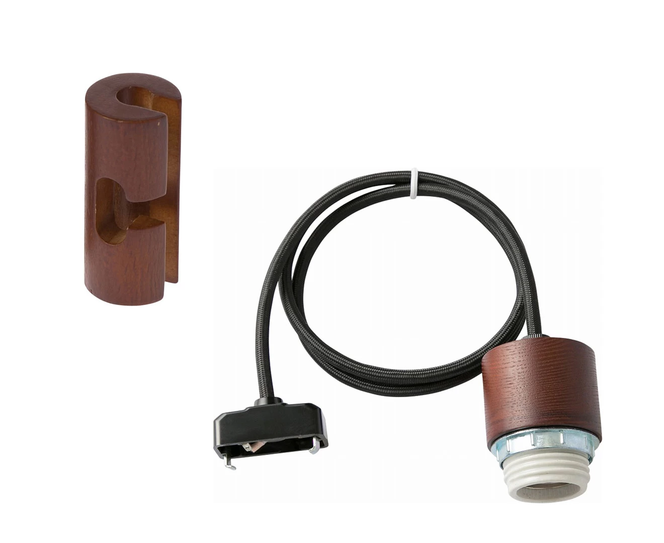 002961 GENERAL SOCKET 1m E26 WOOD with WOOD CORD HANGER