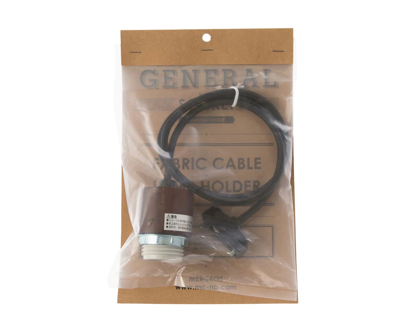 002961 GENERAL SOCKET 1m E26 WOOD with WOOD CORD HANGER