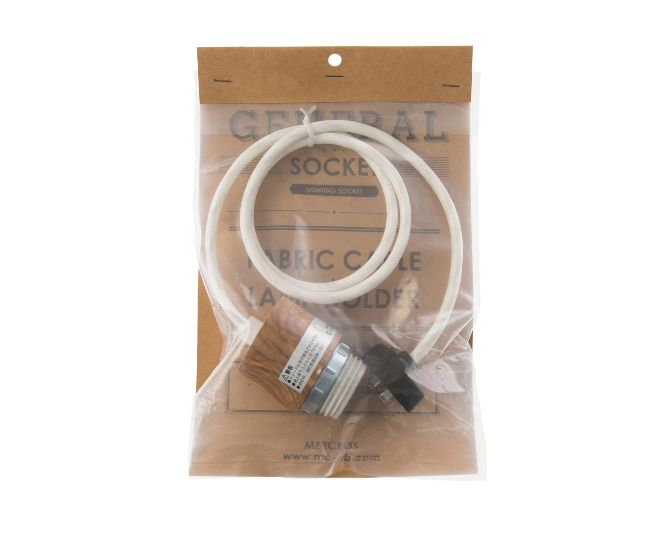 002961 GENERAL SOCKET 1m E26 WOOD with WOOD CORD HANGER